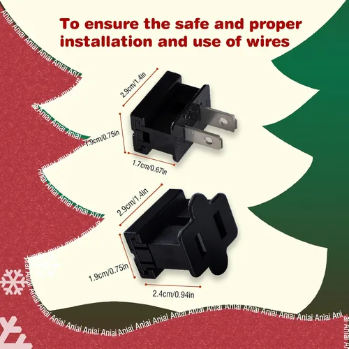 Vista 3 de SPT-1 Vampire Plugs 20 piezas Negro – Enchufe deslizante hembra y macho, enchufe eléctrico de repuesto para luces de decoración de Navidad