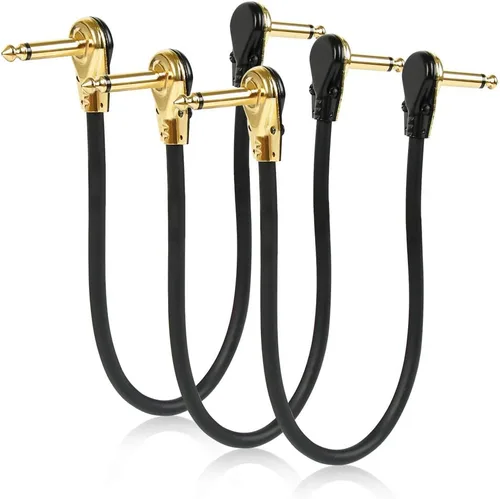 TIMESETL Paquete de 3 cables de conexión de guitarra de 12 pulgadas, ultra silenciosos, con efecto de instrumento, cables de parche de pedal de 1/4