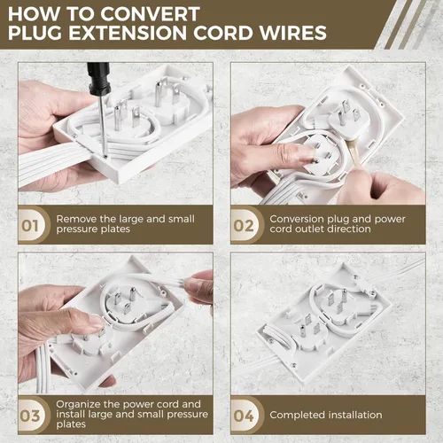 Vista 7 de SakerPlus Extensor de cubierta de toma de corriente para corrector de salida con 3 salidas de CA, cable de extensión de enchufe plano de 5 pies