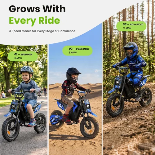 Vista 8 de isinwheel Bicicleta de cross eléctrica A14 de 36 V, 500 W, para niños de 5 Azul oscuro (500W)