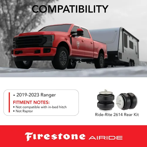 Vista 3 de Firestone Airide Ride-Rite - Kit de suspensión neumática con montaje para Ranger 2019-2023 100 PSI Capacidad de 5000 libras Instalación sin
