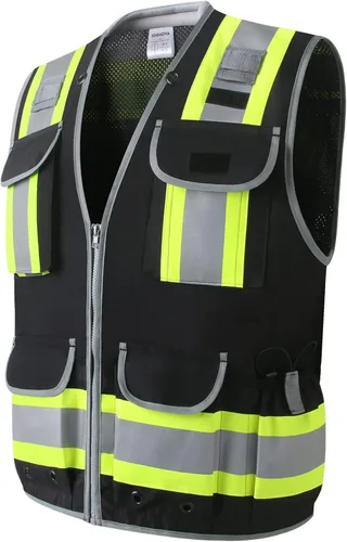 UNINOVA Surveyor Safety Vest Reflective for Men,Class 2 Heavy Duty Safety Vests Reflective with Pockets and Zipper