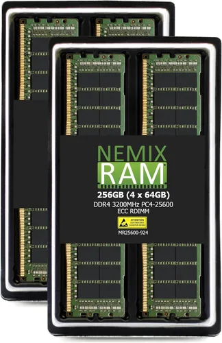 Vista 7 de NEMIX RAM Kit de memoria de servidor registrado ECC RDIMM de 512 GB (8 x 64 GB) DDR4 3200 MHZ PC4-25600 2Rx4 1.2V CL22 288-PIN ECC RDIMM
