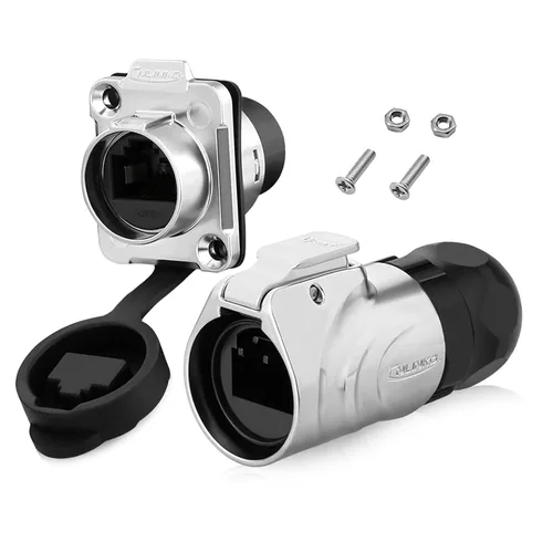 Conector RJ45, conector circular industrial Ethernet impermeable IP67, conector de doble puerto de aviación 8P8C, conector de señal para el hogar,