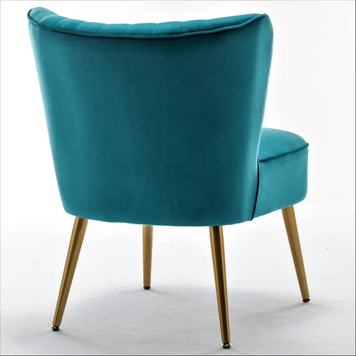 Vista 60 de Silla moderna de terciopelo para sala de estar, dormitorio o entrada, diseño elegante y cómodo sin brazos con patas de metal, color negro