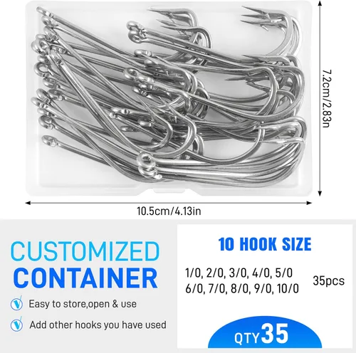Vista 7 de AGOOL 34007 O'shaughnessy - Gancho de pesca para agua salada y agua dulce (acero inoxidable, forjado, mango largo)