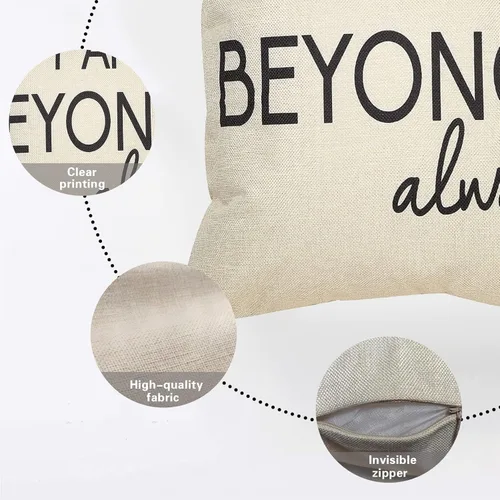 Vista 3 de Funda de cojín decorativa de lino y algodón con texto en inglés "I am Beyonce Always" (Soy Beyoncé Always) de Michael Scott, para el hogar