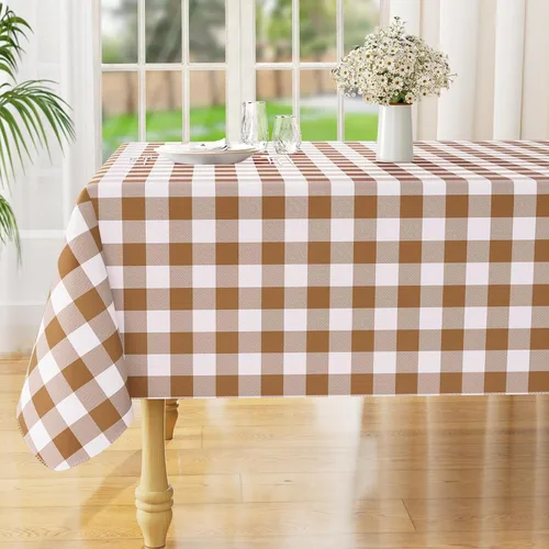 Vista 37 de misaya Mantel cuadrado de vinilo impermeable, mantel con parte trasera de franela de búfalo, mantel de plástico lavable para cena, cocina