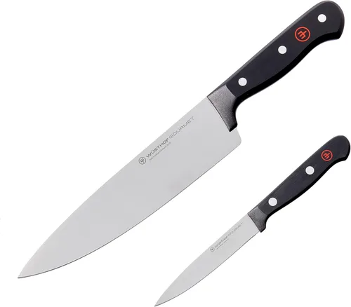 Vista 2 de WÜSTHOF Gourmet - Juego de cuchillos de chef de 2 piezas y afilador de mano de 2 etapas