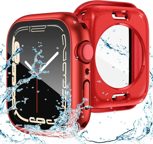 Vista 9 de Goton Funda impermeable 2 en 1 para Apple Watch Series 6/5/4, SE 3/2/1 de 1.575 pulgadas, cubierta protectora de vidrio 360 duro + marco trasero