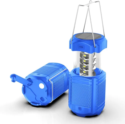 Vista 9 de Linterna de camping 5000mAh Solar con manivela telescópica, linterna LED recargable con USB, carga para cortes de energía, lámpara de batería