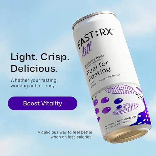 Vista 6 de FAST:RX Blueberry Acai Still - Electrolitos para ayunar, supresor del hambre con vitaminas y minerales, sin azúcar, cero calorías, cero