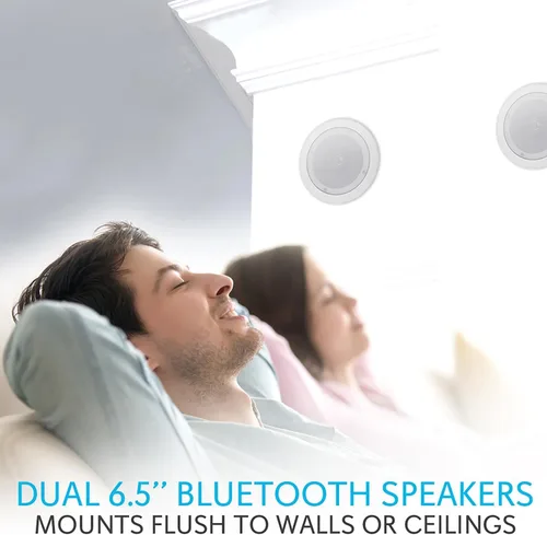 Vista 5 de Pyle - Par de altavoces de 6.5" Bluetooth de montaje empotrado en pared/techo, sistema de altavoces de 2 vías con conexiones rápidas, parrilla