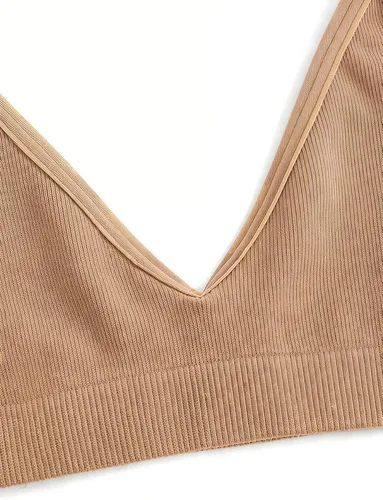 Vista 5 de SweatyRocks Bralette Triangular para Mujer con Escote Pronunciado Sujetador con Cuello en V Sin Cables Sin Relleno Suave Cómodo para Uso Diario