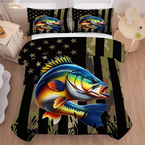 Vista 11 de American Flag Lion Bedding Set Full/Queen Animals Print Comforter for Men Boys Bedroom Quilt Bed Set 1 Comforter 2 Pillowcases