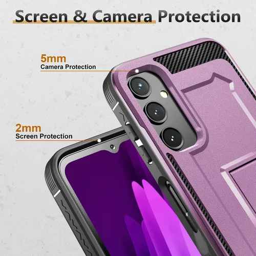 Vista 2 de BWY Funda para Samsung Galaxy A14 5G con protector de pantalla, resistente funda protectora militar para teléfono Samsung A14 5G, soporte integrado