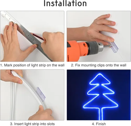 Vista 5 de DELight Tira de luces de neón RGB de 10 pies AC 110 V IP65, impermeable, cortable, regulable, flexible, tira de luces LED DIY para decoración