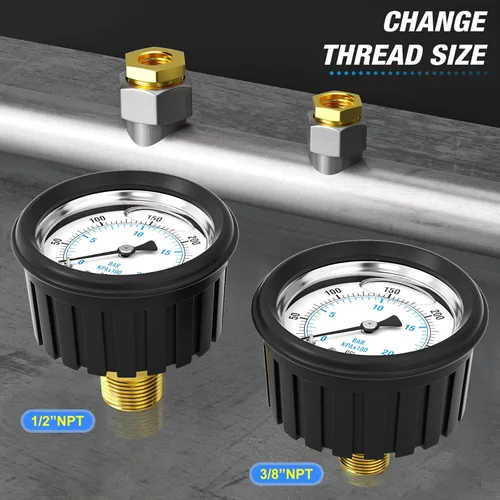Vista 177 de MEANLIN MEASURE - Vacuómetro de presión de vacío de acero inoxidable, esfera con cara de 2.5 pulgadas, NPT de 1/8 de pulgada, montaje trasero