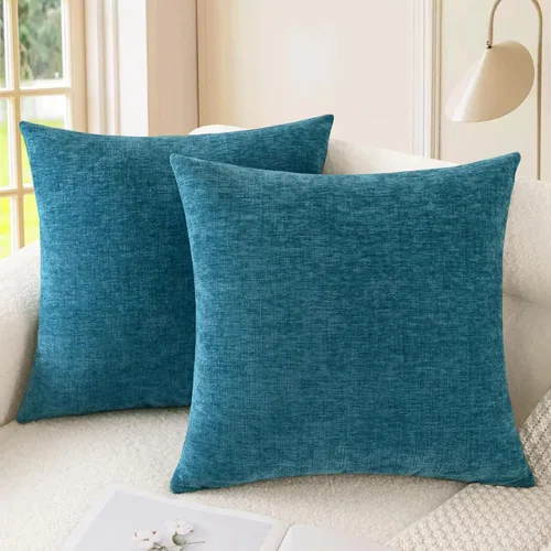 Vista 27 de CaliTime - Paquete de 2 fundas de almohada acogedoras para sofá, decoración del hogar, felpilla suave teñida sólida, 16 x 16 pulgadas, marrón Marrón