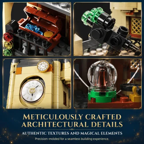 Vista 4 de Juego de bloques de construcción de castillo medieval con tren, 868 piezas STEM de juguete de construcción para mayores de 14 años, modelo detallado