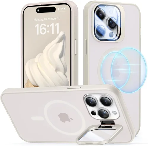 Vista 27 de Funda para iPhone 14 Pro, protección contra caídas de grado militar, compatible con MagSafe, soporte integrado y protector de lente de cámara, funda