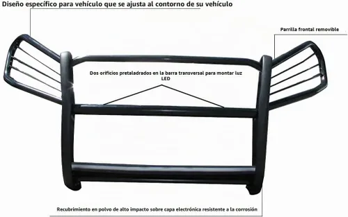 Vista 4 de Black Horse Rejilla protector de cepillo para parachoques Modular en negro Compatible con Toyota RAV4 2006-2018-17A093902MA