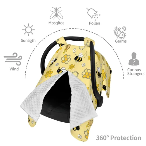 Vista 6 de Bee Baby - Cubierta de Toldo para Asiento de Coche, Cubierta de Lactancia Multiusos para Mamá, Fundas de Lactancia para Recién Nacidos, Regalo