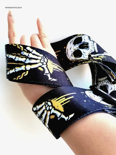 Vista 5 de Correas de guitarra clásica profesional de 2 pulgadas Cool Skull Impreso Polyster Soft Electric Bass Strap (amarillo), Amarillo