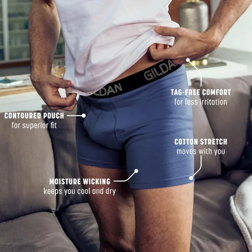 Vista 2 de Gildan - Calzoncillos tipo bóxer elásticos de algodón para hombre, paquete múltiple