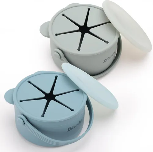 Vista 15 de Vasos de aperitivos para niños pequeños, recipientes de aperitivos para bebés, tazas de silicona para bocadillos para niños pequeños, sin derrames