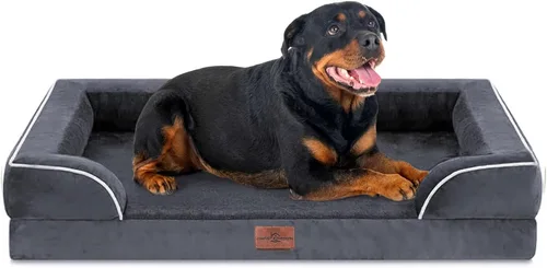 Vista 232 de Comfort Expression - Cama ortopédica para perros medianos de 30x20 pulgadas, cama impermeable de espuma de huevera para mascotas medianas
