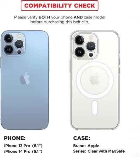 Vista 2 de Encased Clip para cinturón diseñado para la funda MagSafe transparente de Apple (iPhone 13 Pro y iPhone 14 Pro) solo funda, funda no incluida