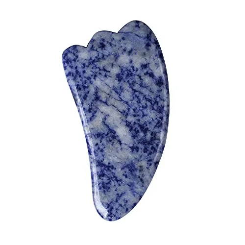 Herramienta Gua Sha de cuarzo de cristal natural con piedra preciosa para raspar, herramienta de masaje de spa (jaspe de punto azul) de Generic