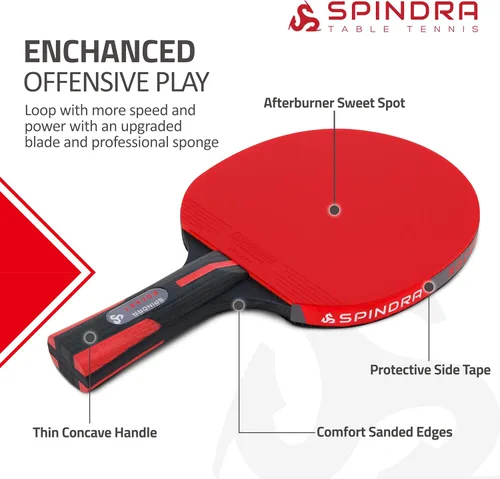 Vista 4 de Rocket Performance Level Pala de Ping Pong, Paleta de Tenis de Mesa Intermedio/Avanzado con Goma Ofensiva de 2MM, Esponja Afterburner de 2MM, Funda