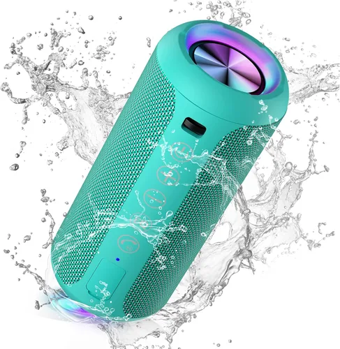 Vista 8 de Ortizan Altavoz Bluetooth portátil: IPX7 impermeable, sonido fuerte de 24 W, graves profundos, Bluetooth 5.3, luces LED, emparejamiento estéreo