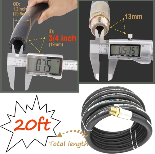 Vista 2 de Manguera de transferencia de combustible, manguera de combustible de granja 3/4" x 20' (19.7 ft), manguera de bomba de combustible 3/4 pulgadas