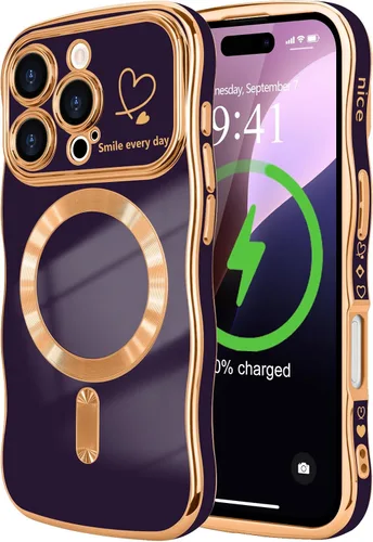 Vista 59 de LCHULLE - Funda magnética para iPhone 13 para mujeres y niñas, con forma ondulada, color azul bebé