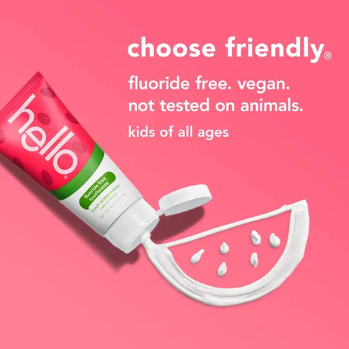 Vista 5 de Hello Pasta dental fresca para niños sin flúor de sandía, tubo de 4.2 onzas (paquete de 3)