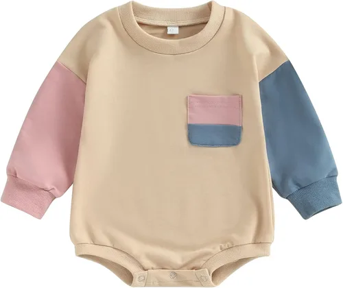DNOMAID YZARC Sudadera para bebé niño y niña, con bloques de color, manga larga, diseño de burbujas, de gran tamaño, suéter
