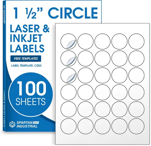 Vista 10 de Etiquetas circulares de 0.75" para láser y inyección de tinta, Spartan