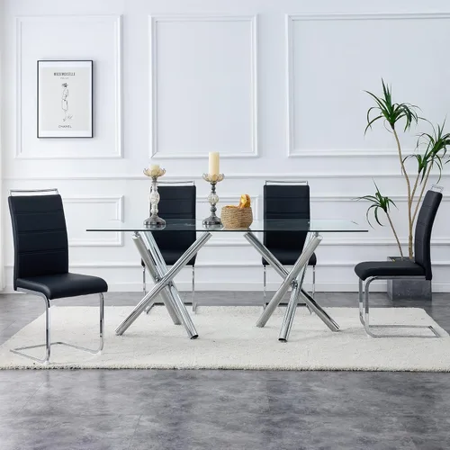 Vista 2 de Gangnamri Modern Dining Chairs, High Back Side Chair Leather Upholstered Kitchen Chairs with Metal Legs for Dining Room Kitchen Vanity Patio Club