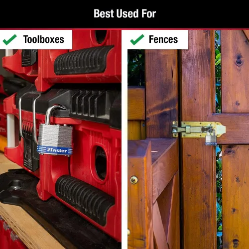 Vista 4 de Master Lock 3008D - Candado para exteriores con llave, paquete de 4 unidades, color plateado de 1-12 pulgadas