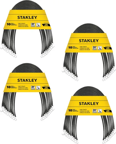 Vista 13 de STANLEY S300421 - Cuerdas elásticas de goma negras de 21 pulgadas para todo tipo de clima con ganchos en S para asegurar lonas, transportador