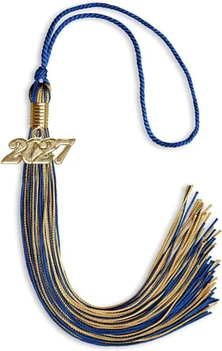 Vista 17 de Endea Graduation - Borla de doble color mixto con fecha dorada (negro/dorado antiguo, 2021)