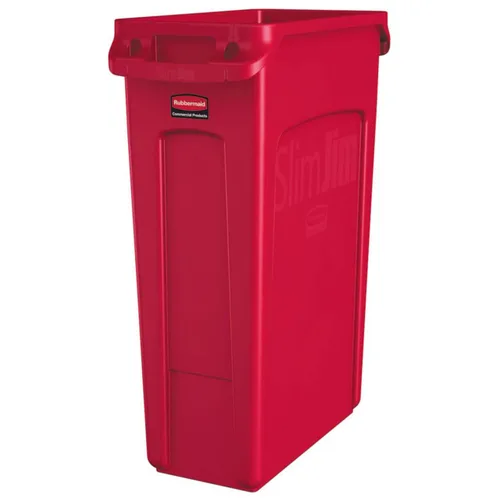 Vista 19 de Rubbermaid Commercial Products - Basurero de reciclaje, diseño rectangular con canales de ventilación, modelo Slim Jim, Beige