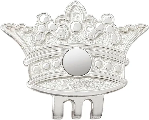 Vista 3 de Royal iniciales Marcador de pelotas de golf de vidrio & Corona Hat/Visera Clip – Plata "L