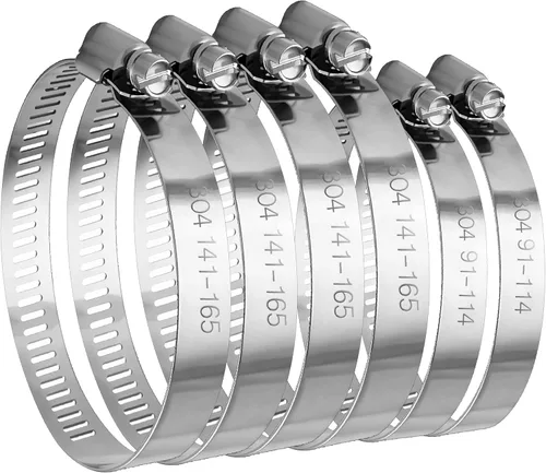 Dianrui 6 piezas 6 pulgadas + 4 pulgadas Abrazaderas de manguera de acero inoxidable 304 Abrazaderas de conducto Abrazadera de ventilación seca