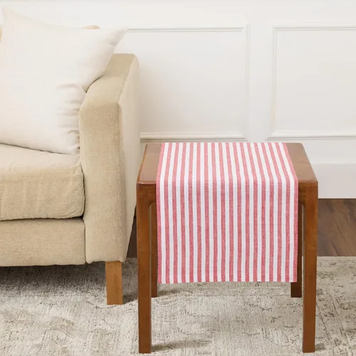 Solino Home Camino de mesa de lino de 36 pulgadas, Amalfi Stripe 100% lino puro, camino de mesa de granja rojo y blanco, 14 x 36 pulgadas, ideal