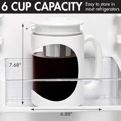 Vista 4 de Primula Burke Deluxe. Cafetera para café helado, con mango cómodo, jarra de vidrio duradera, filtro de malla extraíble, tamaño perfecto para 6