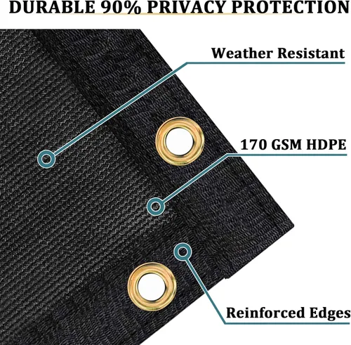 Vista 2 de Shade&Beyond Pantalla de Privacidad para Cerca de 3' X 10' Resistente 170 GSM Malla de Cercado Red de Sombra Cubierta para Pared Jardín Patio Negro